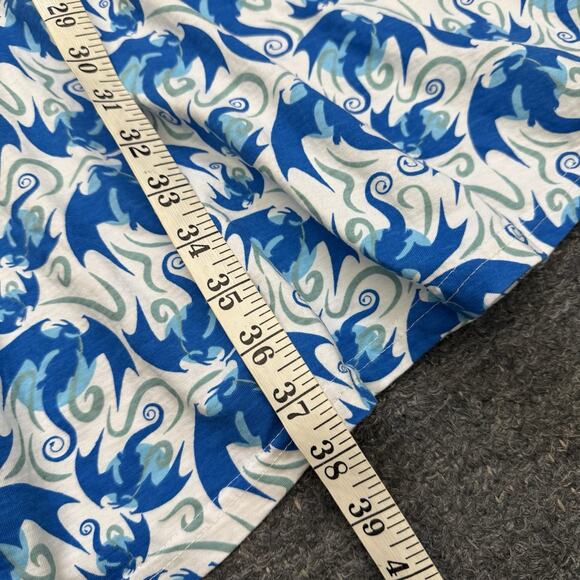 Svaha Twirl Dress Women Small Dragon Fantasy Blue White Pockets Organic Midi - Picture 3 of 10